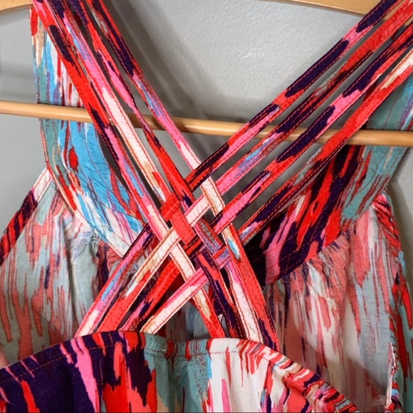 XXI strappy elastic hem pattered blouse small - Picture 3 of 10